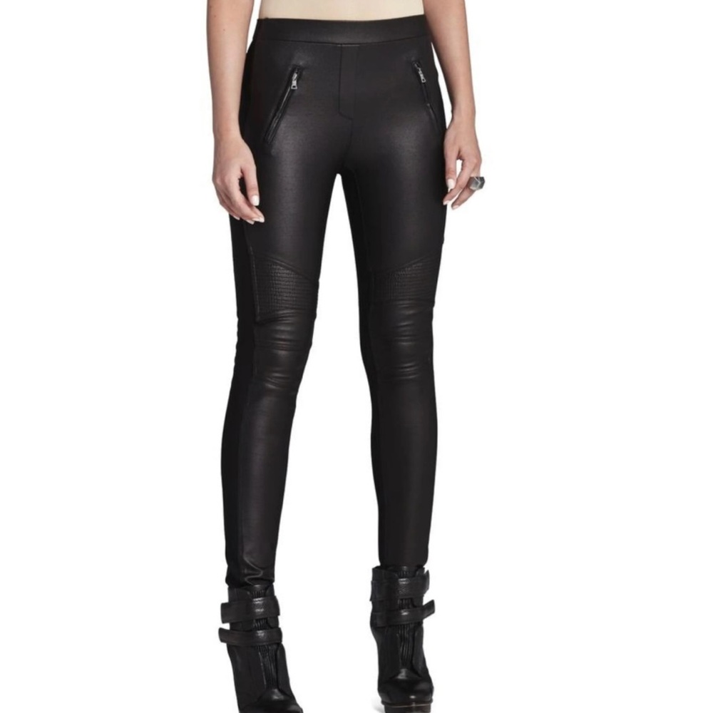 Express Faux Shine Leather Moto Zipper Legging Pants Small
